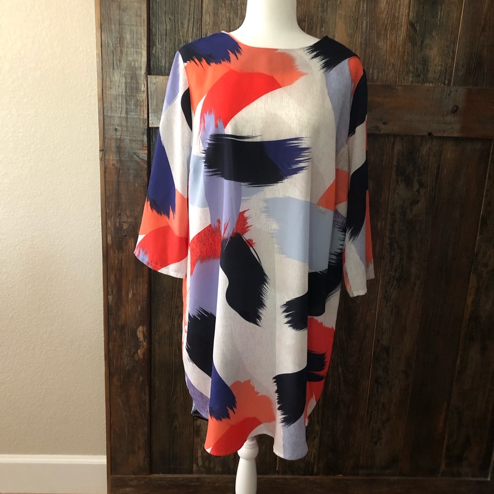 Papaya, 18, NWOT, Red, Blue, Orange Caftan